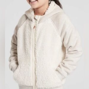 Athleta Girl Oatmeal Sherpa Zippered Hoodie Size XL 14